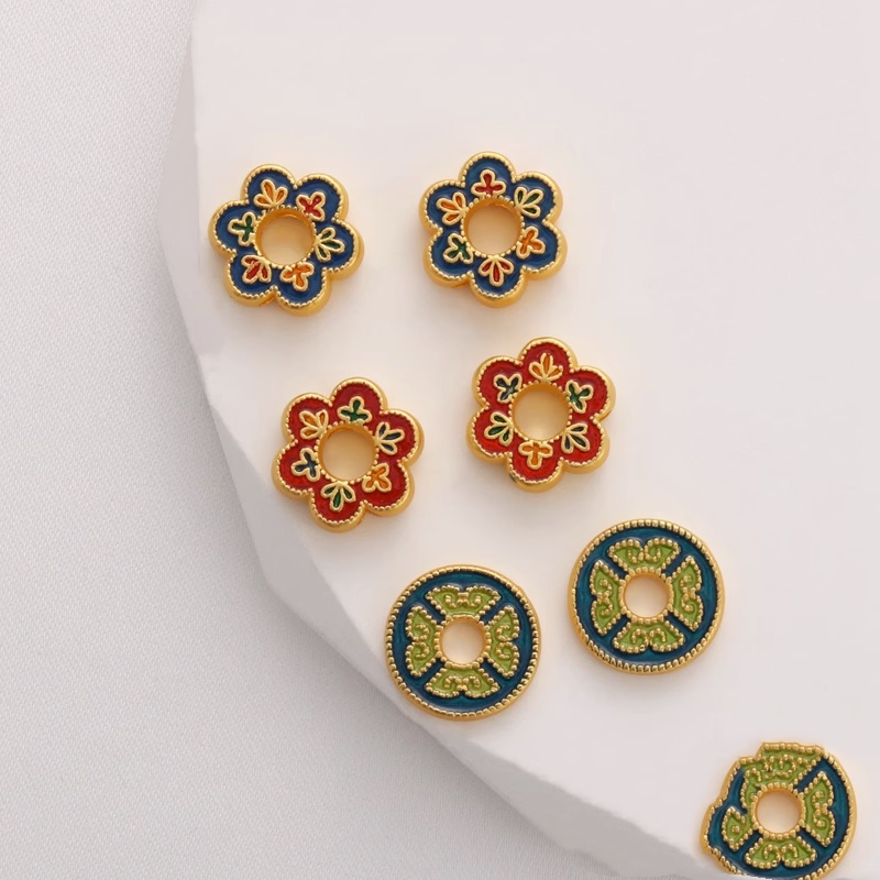 Vòng Cổ / Vòng Đeo Tay / Vòng Tay Hạt Tròn Sáu Lá Màu Vàng / Xanh Dương 13mm diy