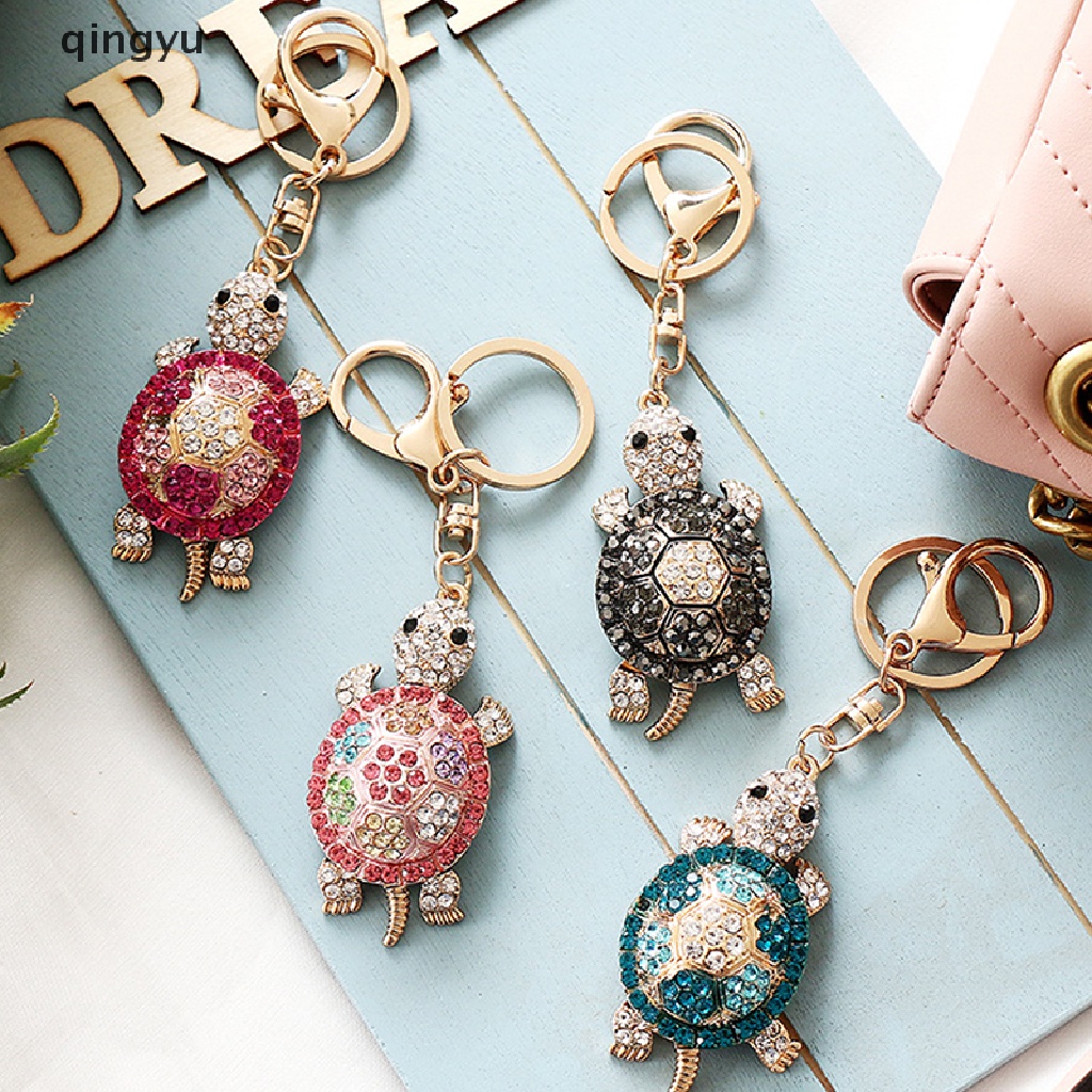 Móc Khóa Hình Rùa Đính Đá Pha Lê Thời Trang Bằng Hợp Kim