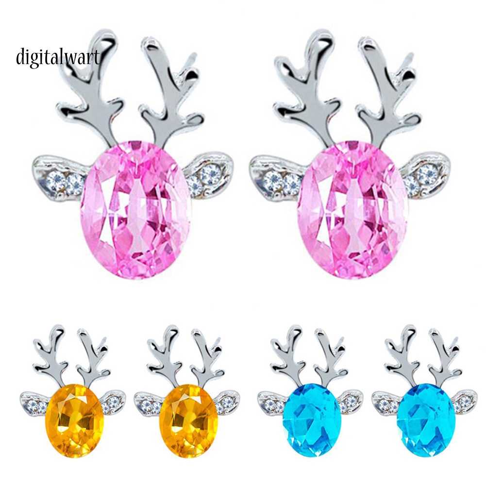 Kỹ Thuật Số| Bông Tai HìNh SừNg Hươu 3D ĐíNh Đá Sang TrọNg