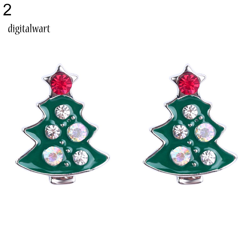 Kỹ Thuật Số| Bông Tai Hợp Kim Hình Cây Thông Đính Đá Thời Trang Giáng Sinh Cho Nữ