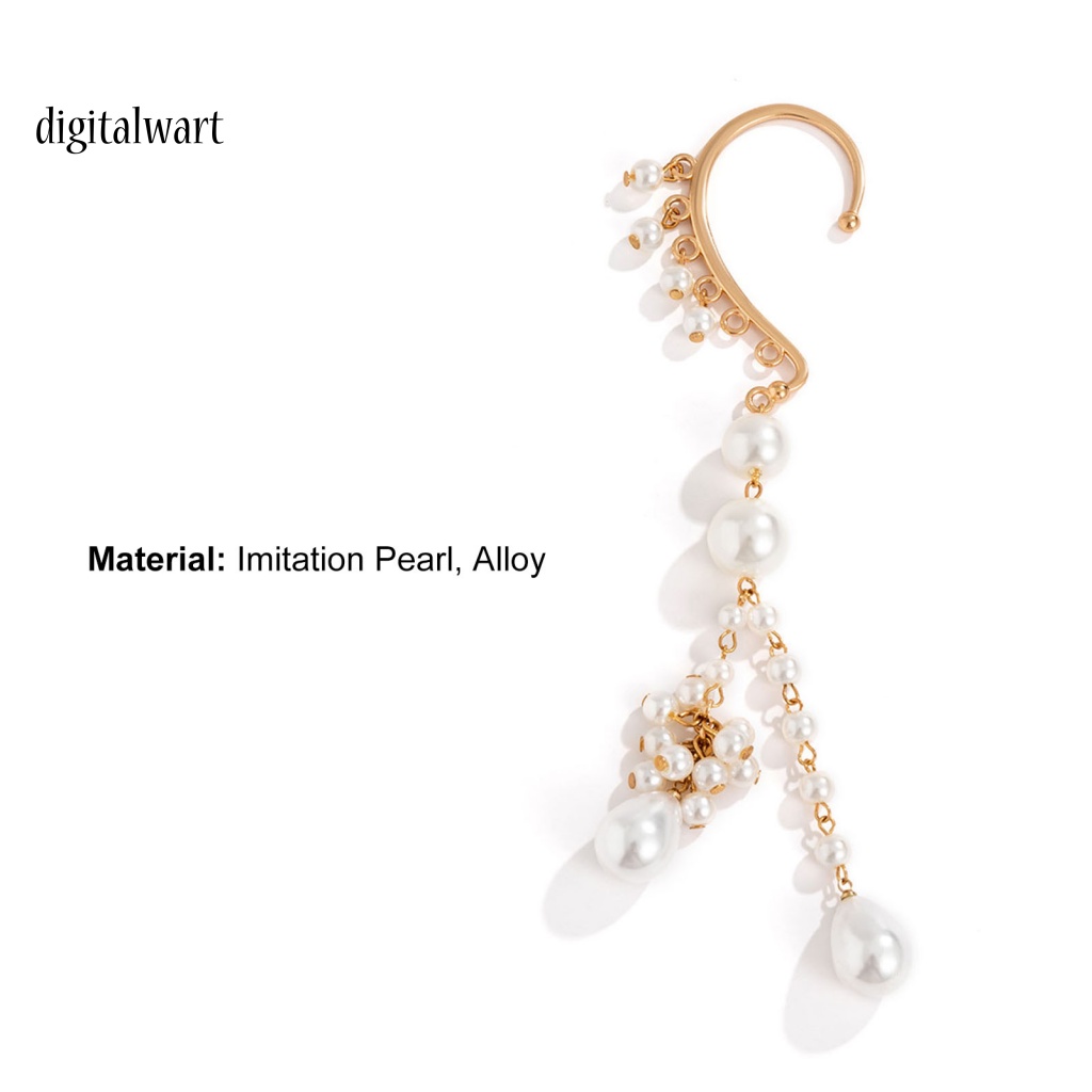 Kỹ Thuật Số| 1 Khuyên Kẹp Vành Tai Dáng Dài Đính Ngọc Trai Nhân Tạo Thời Trang