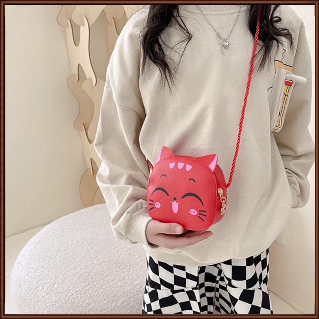 Túi Đeo Vai Da Pu Hình Động Vật Hoạt Hình Đáng Yêu Có Khóa Kéo Cho Bé Gái