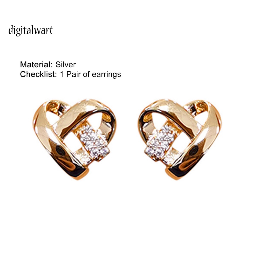 Kỹ Thuật Số| 1 Đôi Bông Tai Nữ Hình Thánh Giá, Trái Tim Đính Đá Lấp Lánh