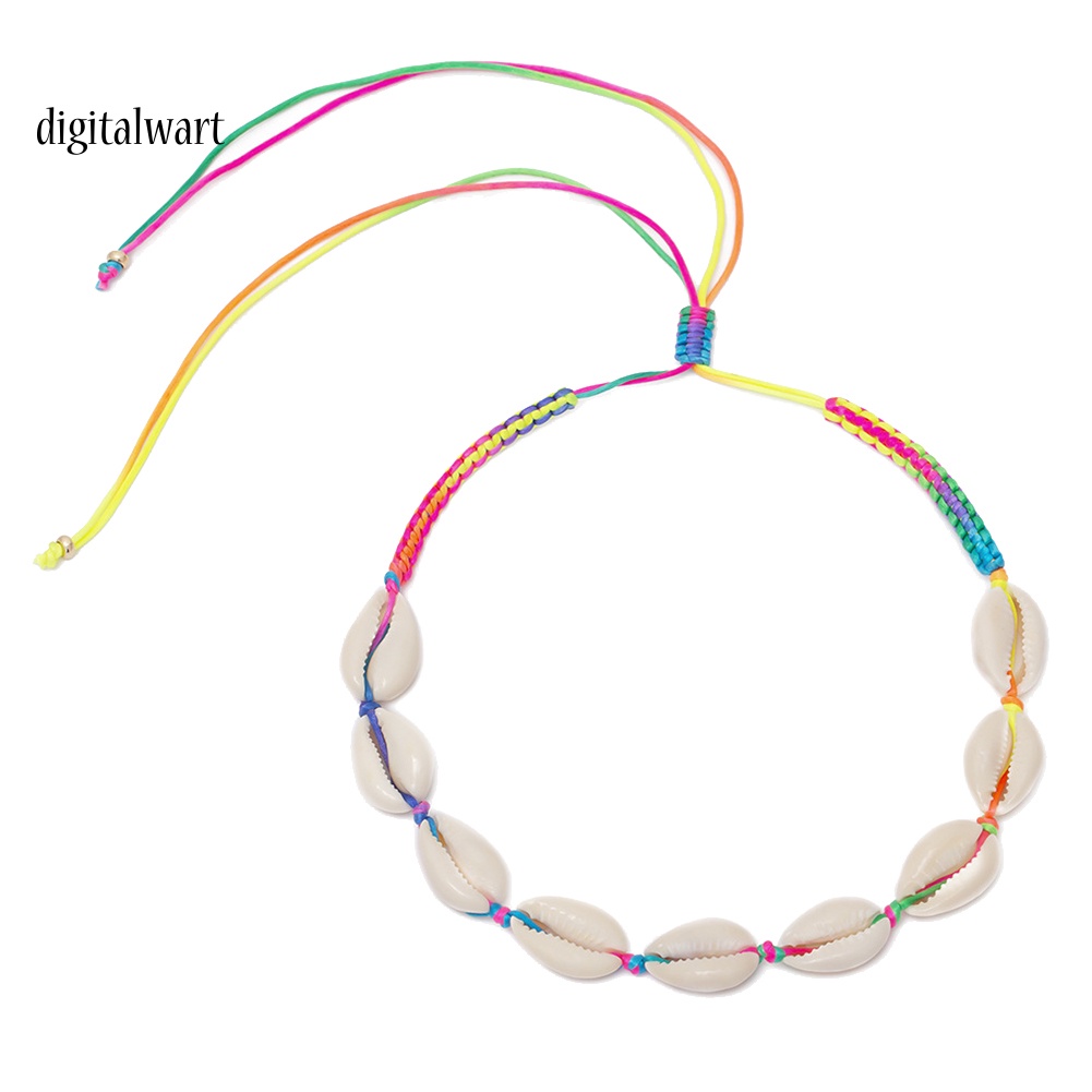 Kỹ Thuật Số| Vòng Cổ Choker Dây Bện Đính Vỏ Sò Nhiều Màu Phong Cách Hawaii