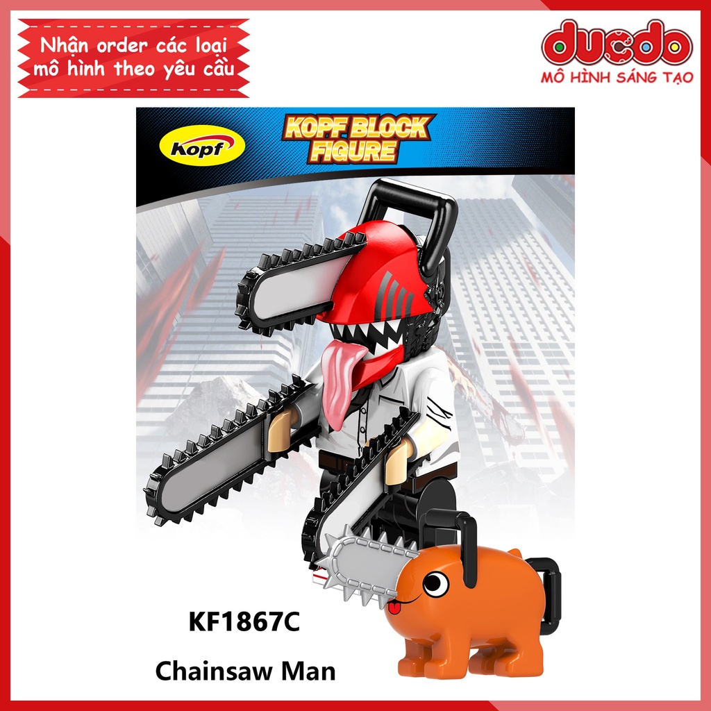 Minifigures nhân vật Quỷ Máy Cưa Chainsaw Man Denji Pochita - Đồ chơi Lắp ghép Xếp hình Mini Mô hình Kopf KF6180