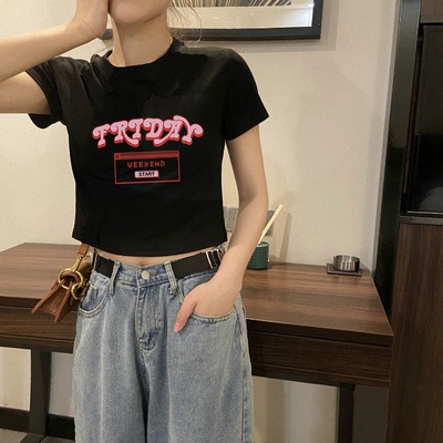 Áo croptop NZN tay ngắn dáng ôm in họa tiết monogram thời trang cho nữ