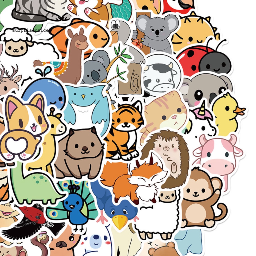Bộ 100 Sticker Họa Tiết Động Vật Hoạt Hình Dễ Thương Bằng PVC Trang Trí Điện Thoại
