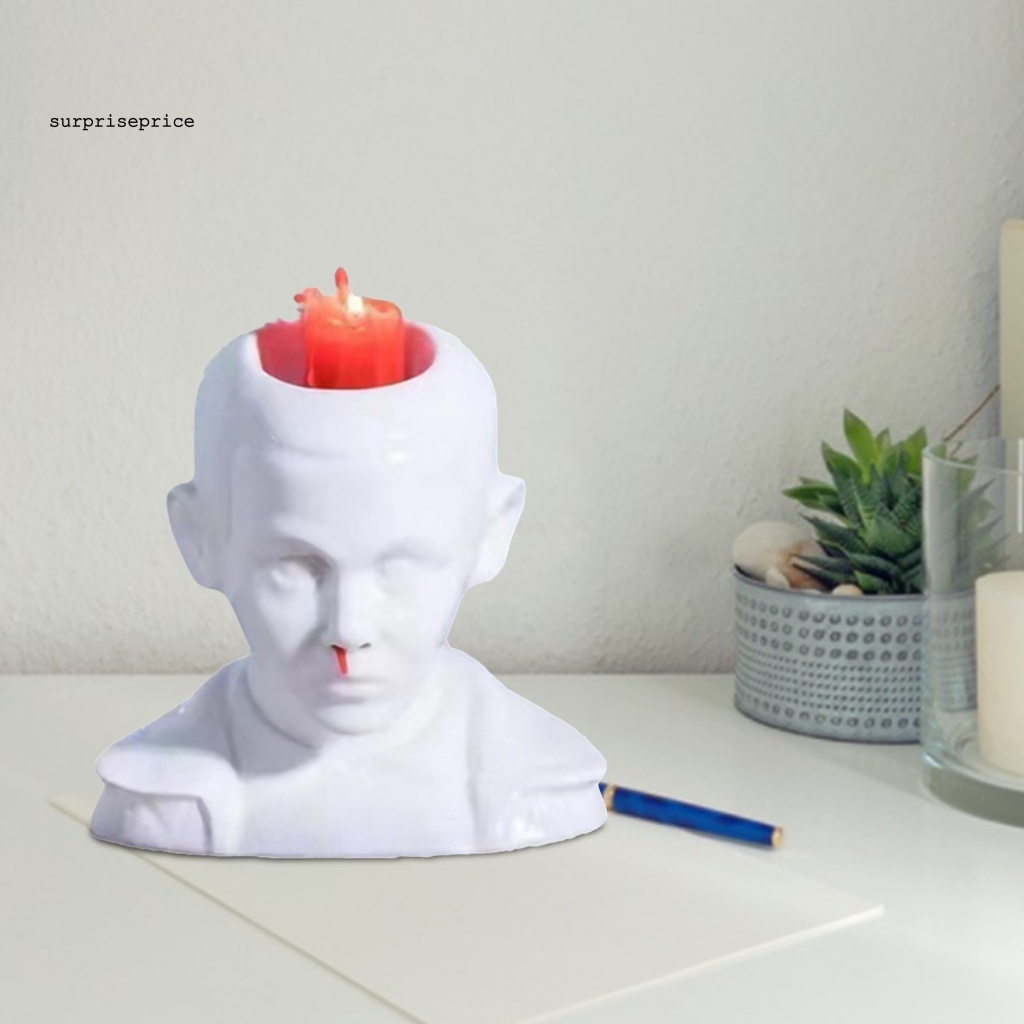 Giá Đỡ Nến Hình Đầu Người Màu Trắng Phong Cách Vintage Trang Trí Halloween