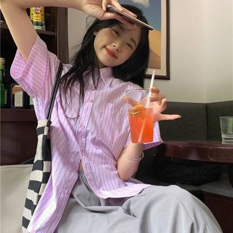 Áo sơ mi nữ NZN ngắn tay màu hồng phong cách mới