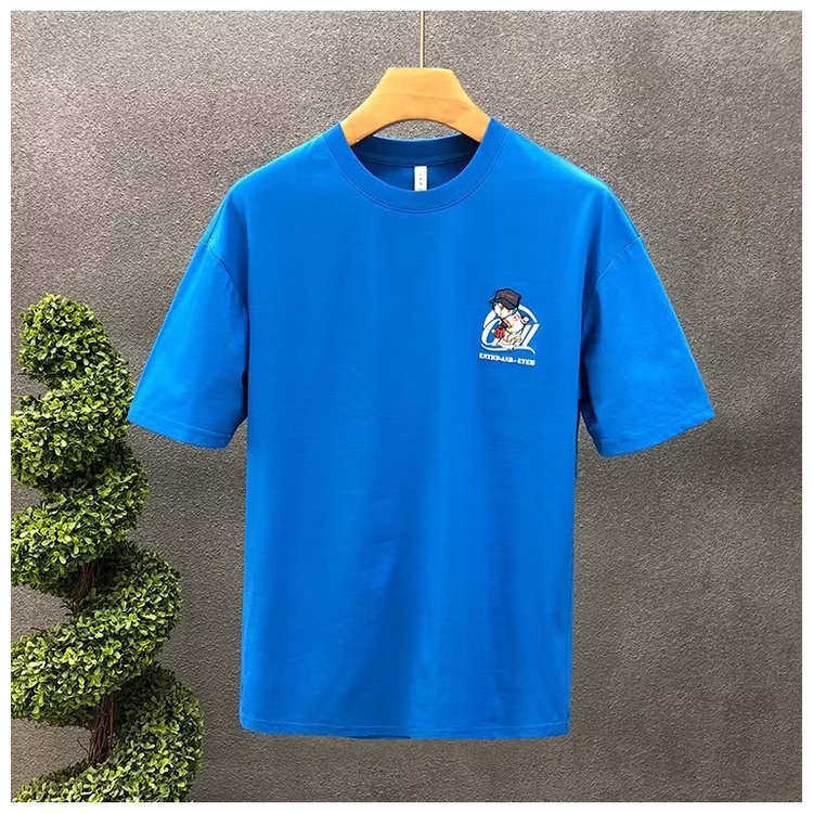 Áo Thun Cotton Ngắn Tay Cổ Tròn In Họa Tiết Hoạt Hình Phong Cách Hàn Quốc Cho Nam Cỡ S-5XL
