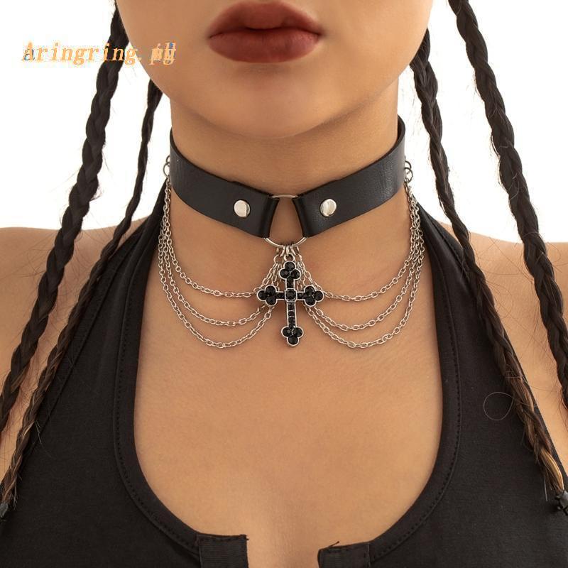 Vòng cổ Choker Tua Rua Mặt Chữ Thập Thời Trang Cho Nam Nữ