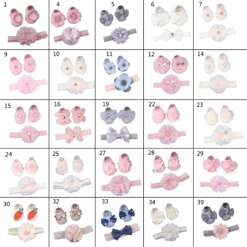 Set Băng Đô Vớ Co Giãn + Vớ Công Chúa Chụp Ảnh Cho Bé Gái 0-12 Tháng Tuổi