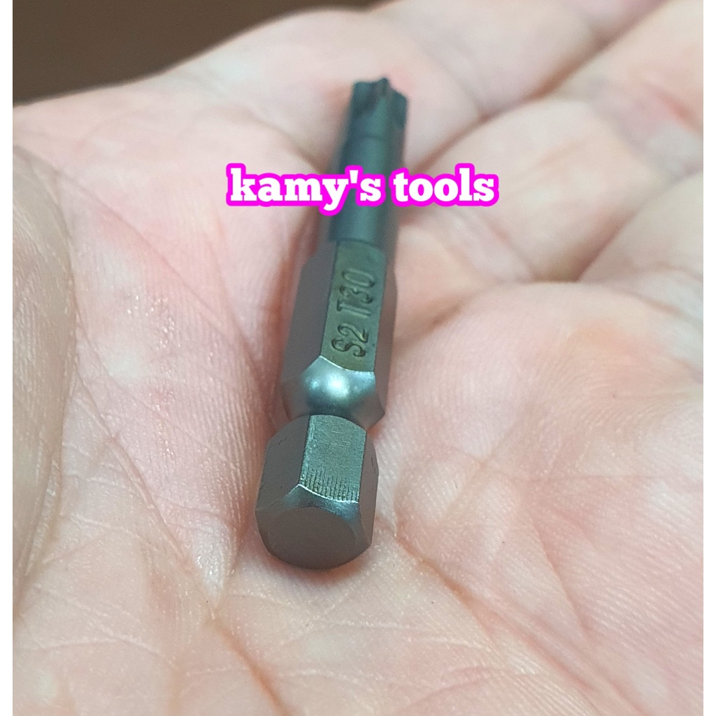 Mũi vít bông sao hoa thị đuôi lục giác 1/4 inch dài 50mm thép S2 T10 T15 T20 T25 T27 T30 T40