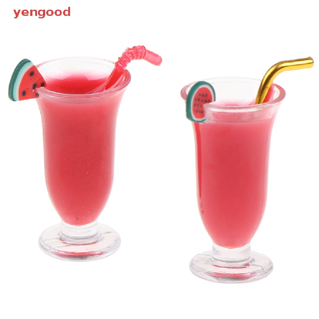 Mô Hình Nước Ép Dưa Hấu Kèm Ống Hút Tỉ Lệ 1: 12 Trang Trí Nhà Búp Bê