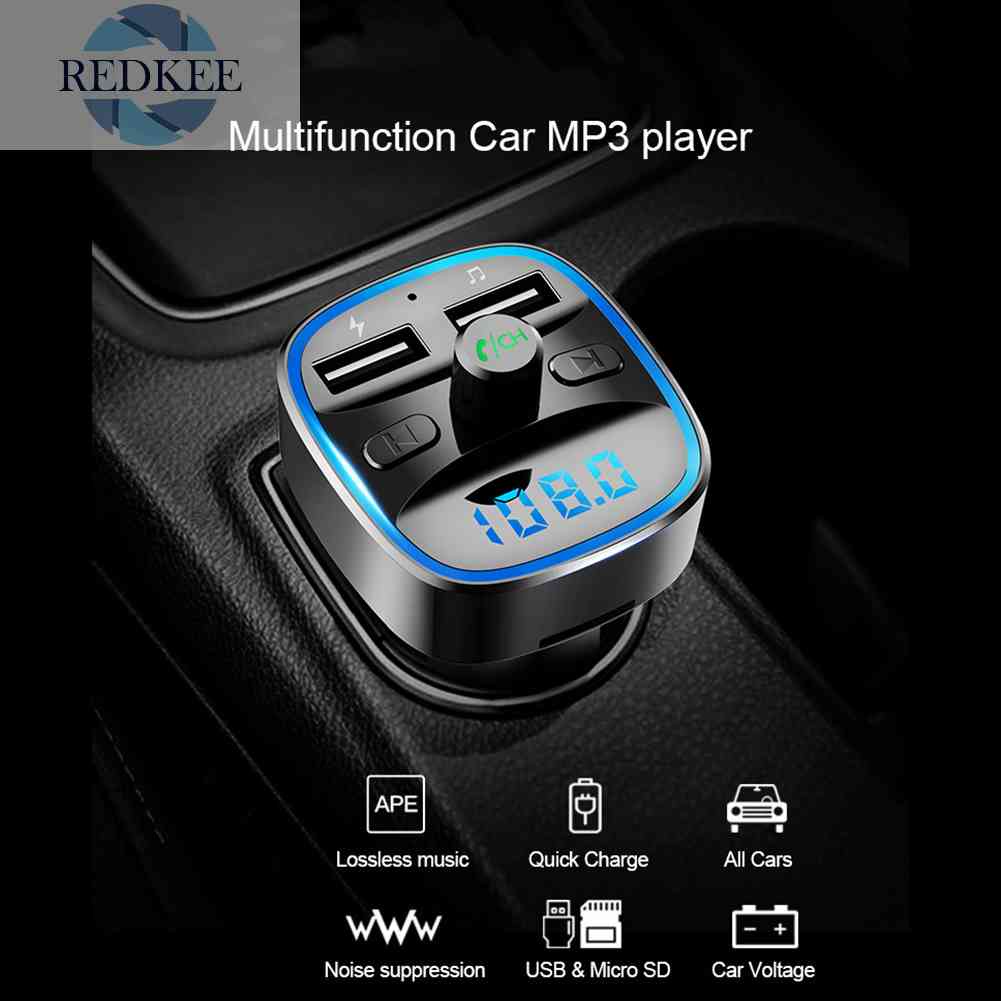 Máy Phát MP3 T25 Kết Nối Bluetooth 5.0 Kiêm Đài FM Sạc Nhanh Cổng USB Cho Xe Hơi