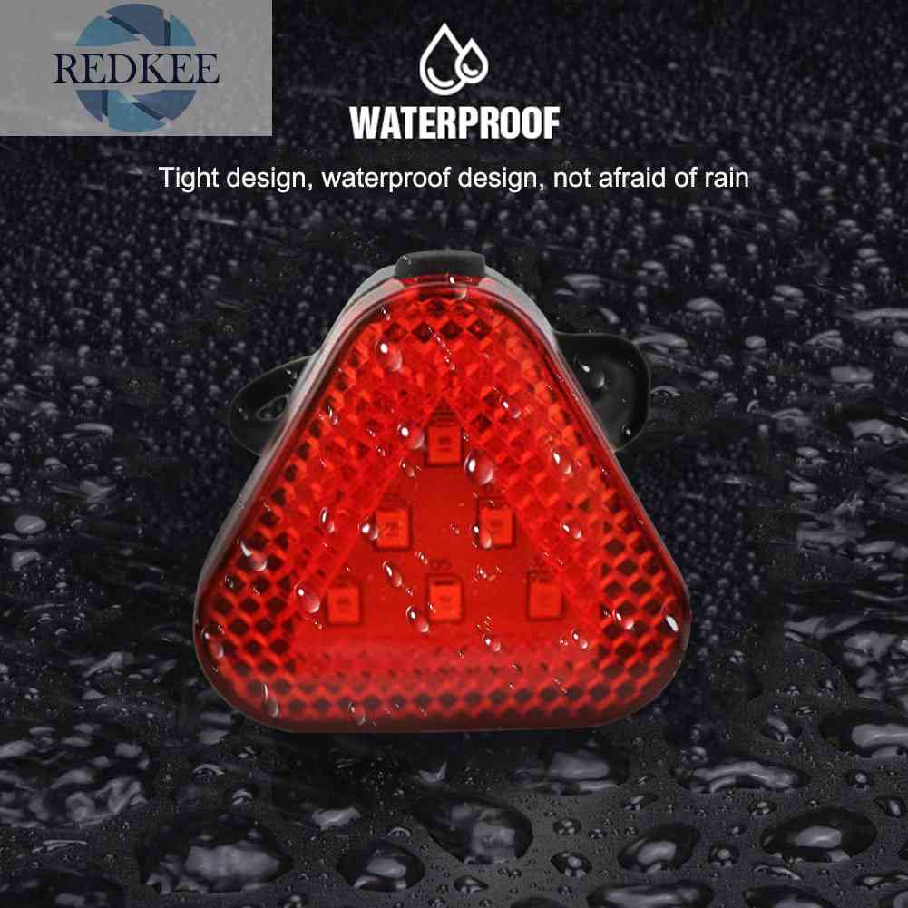 Đèn Hậu Xe Đạp 6 Bóng LED Hình Tam Giác 10LM 3 Chế Độ Chống Nước