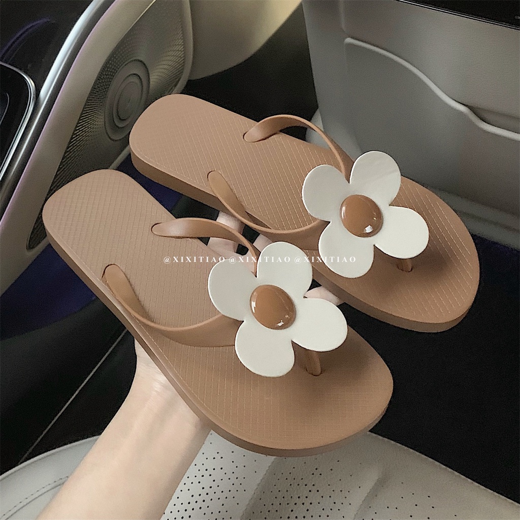 Giày Sandal Đế Mềm Đính Hoa Thời Trang Đi Biển Mùa Hè Cho Bé Gái