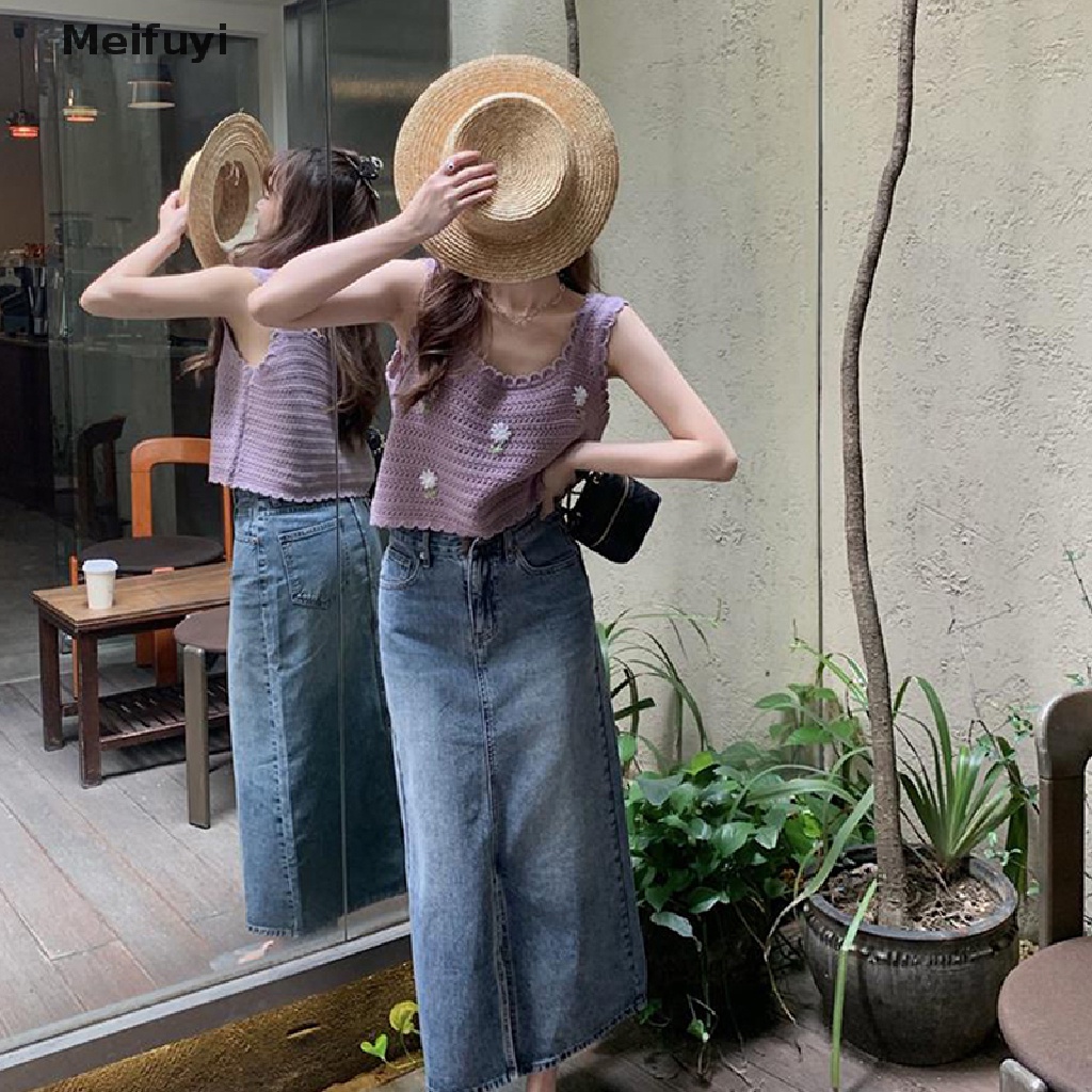 Áo Hai Dây Dệt Kim Thêu Hoa Rỗng Mùa Hè Cho Nữ