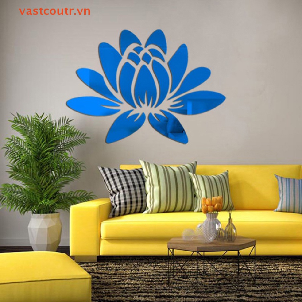 Đề Can Acrylic Hình Hoa Sen 3D Tráng Gương Dùng Để Trang Trí Nhà DIY