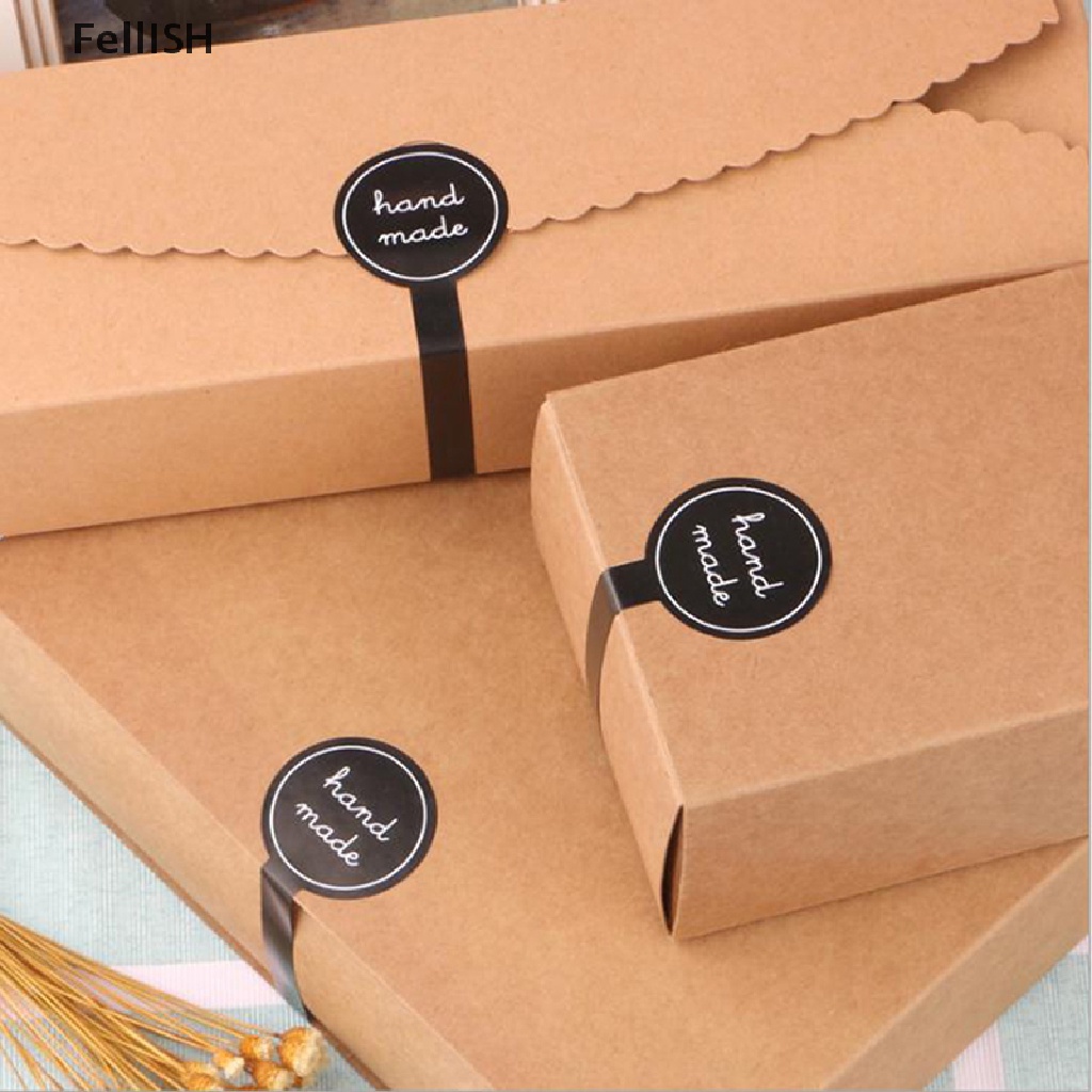 Set 100 Nhãn Dán Dài Bằng Giấy Kraft 439br Dùng Trang Trí Gói Bánh Thủ Công