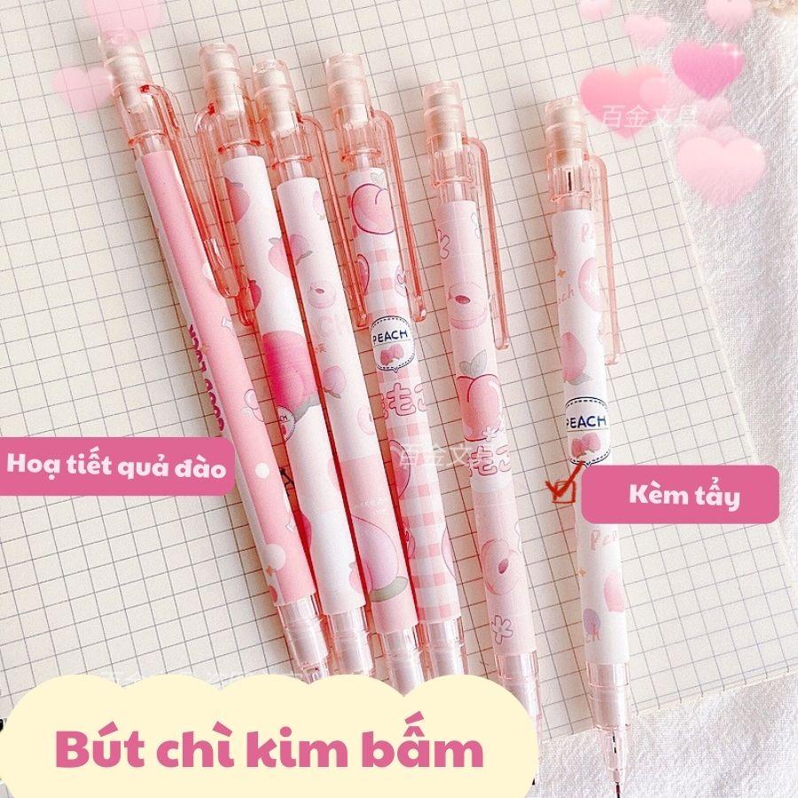 Bút chì bấm họa tiết đáng yêu B83 ngòi 0.5mm, bút chì kim kèm tẩy cực tiện lợi