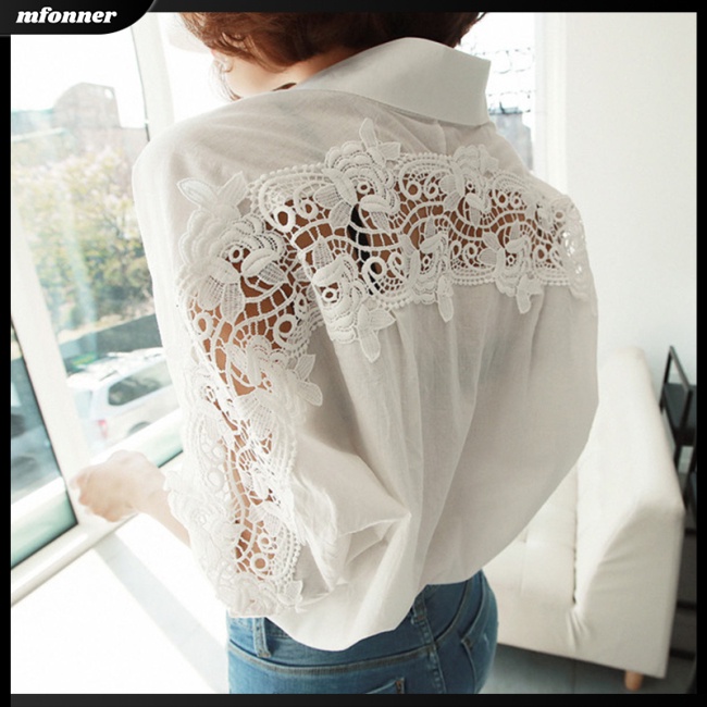 Áo Sơ Mi Phối Ren Hở Lưng Màu Trơn Quyến Rũ Dành Cho Nữ