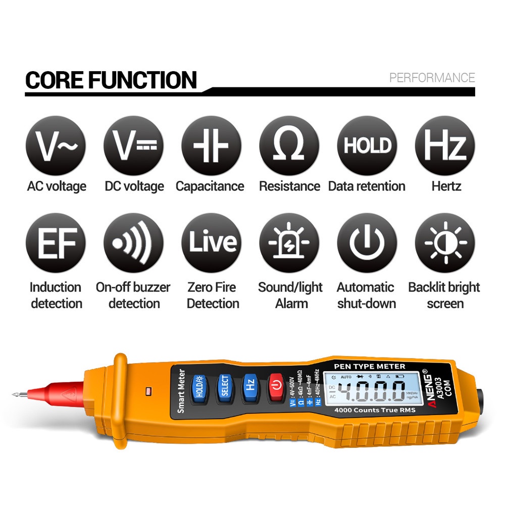 Đồng hồ vạn năng Voktta DIYMORE 3003 kèm bút thử điện kỹ thuật số đa năng đếm tối đa 4000