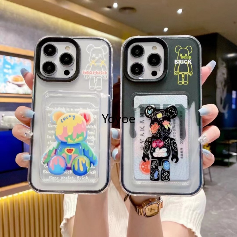 Ốp Điện Thoại Silicon Mềm Dạng Ví Hình Gấu Bạo Lực Thời Trang Mới Cho iPhone 13 11 12 14 Pro Max X XR XS Max 7 8 Plus SE