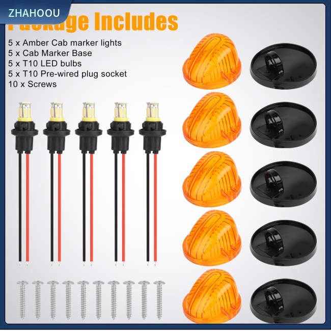 ☃Nhà Cửa☃ Set 5 Đèn Led Cảnh Báo 12v Gắn Nóc Xe Tải Gmc Trailer Rv