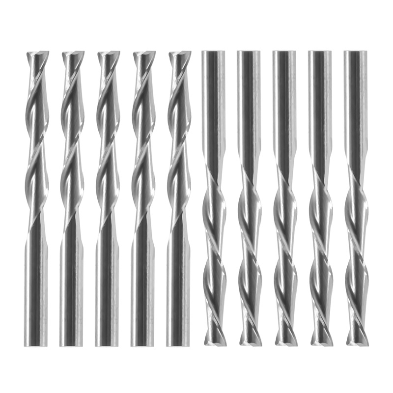 10x 1 '8 inch 3.175mm cacbua CNC đôi hai ống xoắn ốc Bits End Mill Bộ định tuyến 22mm