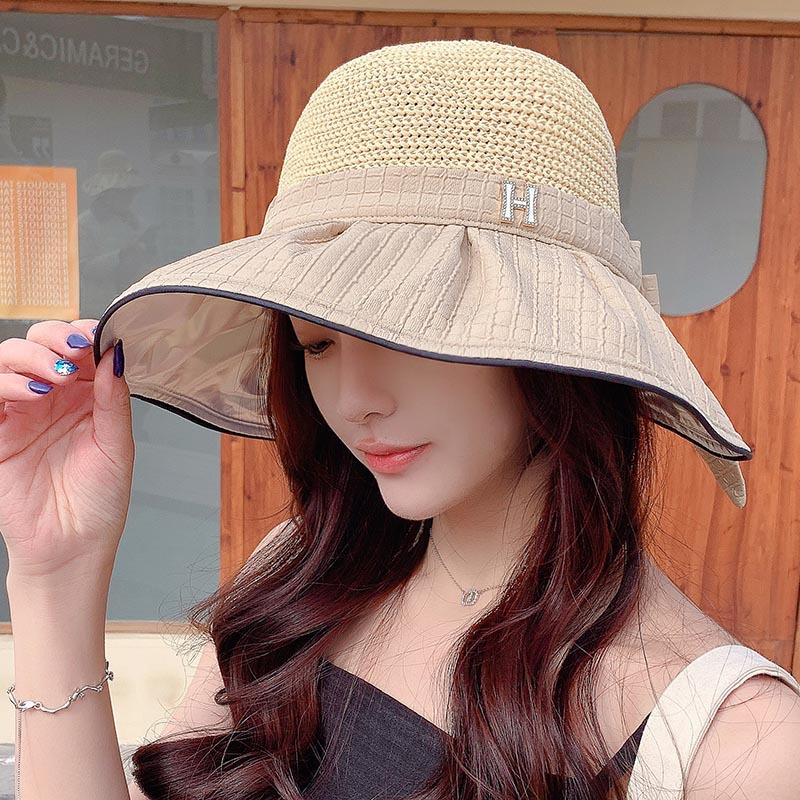 Nón Tai Bèo Rộng Vành Thoáng Khí Đính Nơ Phong Cách Hàn Quốc Thời Trang Mùa Hè Mới Cho Nữ