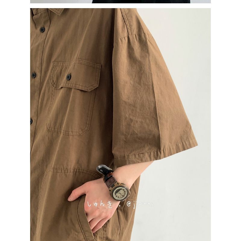 Áo Sơ Mi Ngắn Tay Phong Cách Retro Thời Trang Mùa Hè Cho Nam Nữ