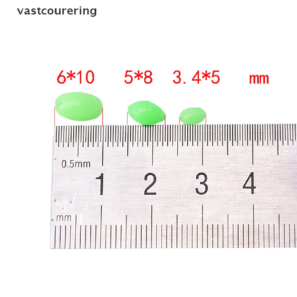 Set 100 Hạt Phát Quang Hình Oval Mềm Mại Kích Thước 5mm / 8mm / 10mm Dùng Trong Câu Cá