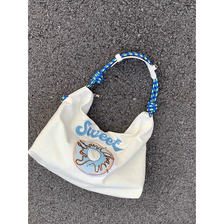 Túi Tote Vải Canvas Cỡ Lớn Thêu Họa Tiết Dễ Thương Phong Cách Nhật Bản Cho Nữ