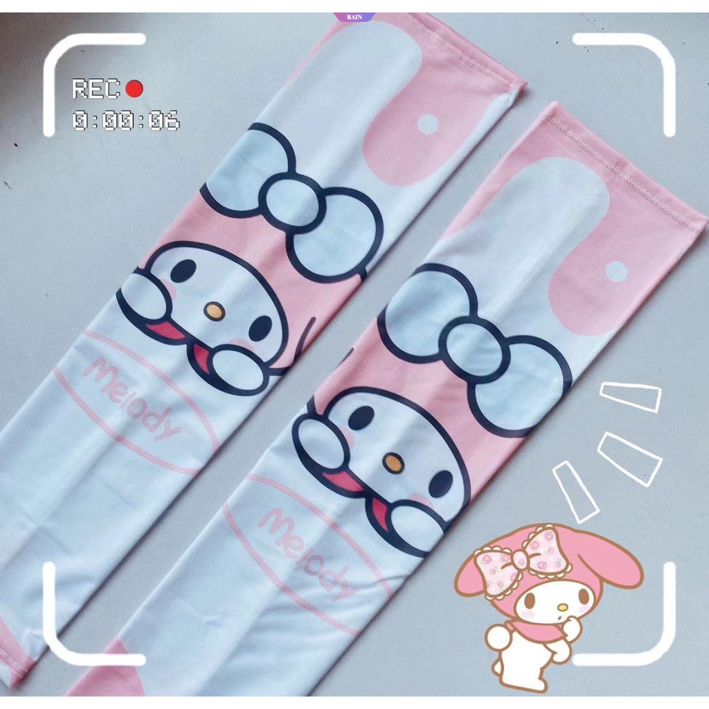 Găng Tay Chống Nắng Bằng Lụa Lạnh Thoáng Khí Họa Tiết Hoạt Hình Sanrio My Melody Cinnamoroll Kuromi Hello Kitty Purin Cho Nữ