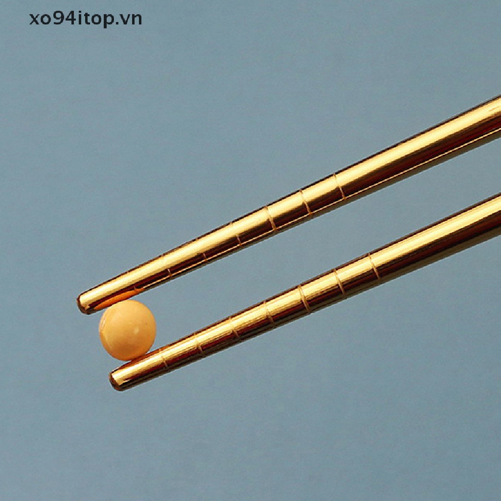 1 Cặp Đũa Ăn Bằng Thép Không Gỉ 304 Chống Trượt Phong Cách Trung Hoa