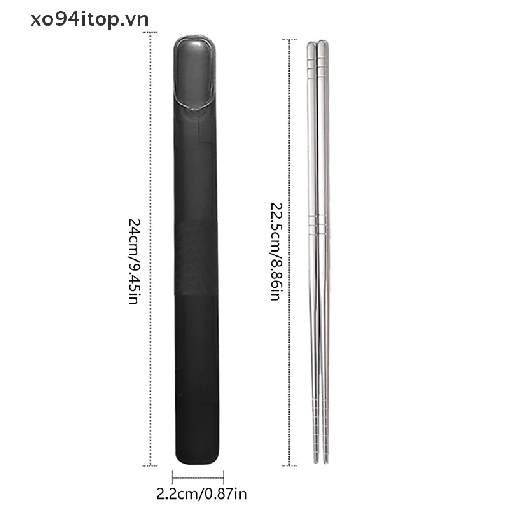 1 Cặp Đũa Ăn Bằng Thép Không Gỉ 304 Chống Trượt Phong Cách Trung Hoa