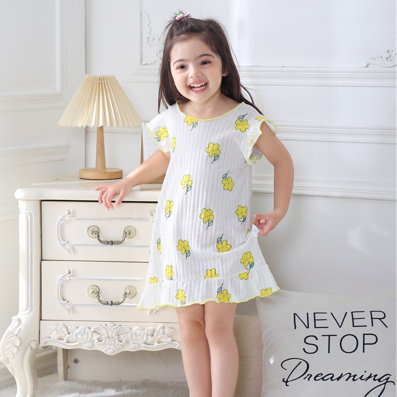Đầm Ngủ Không Tay Thiết Kế Mới Thời Trang Mùa Hè Dành Cho Bé Gái