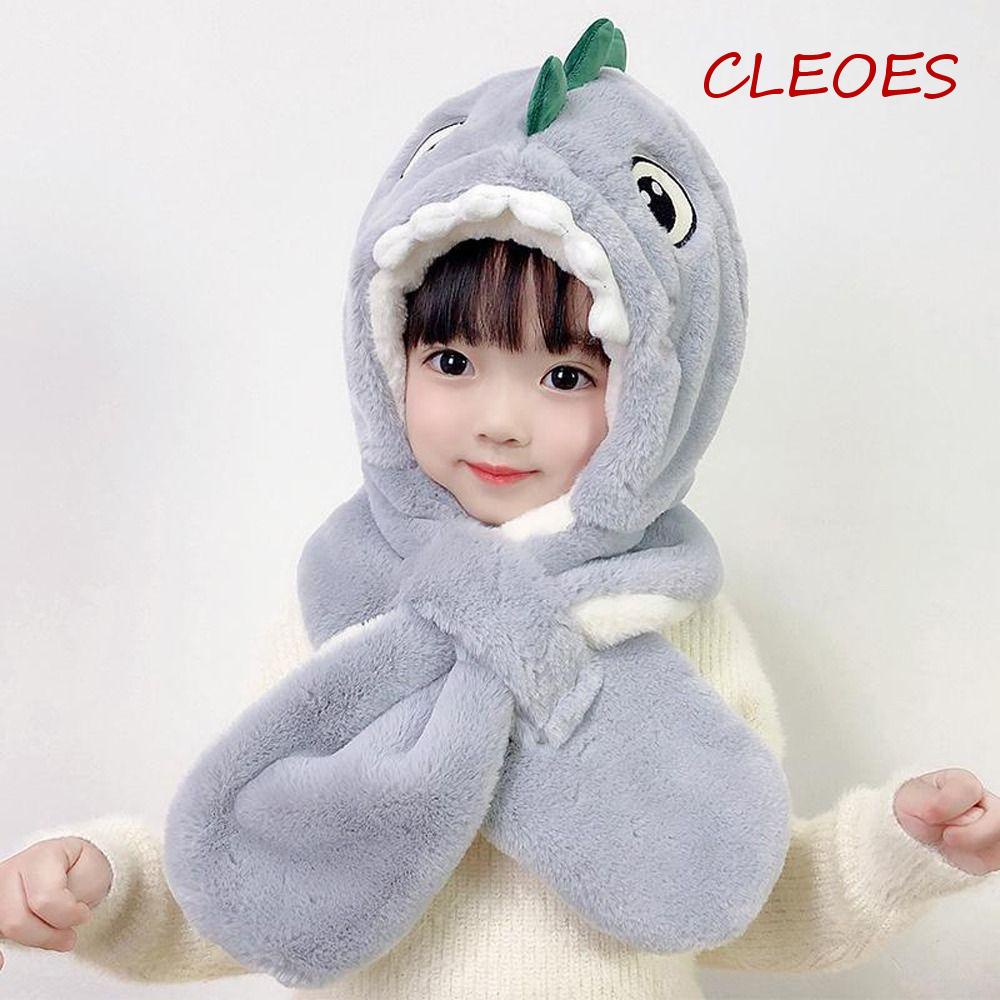 Mũ Trùm Đầu Tích Hợp Khăn Choàng Cổ Bằng Vải Bông Chống Lạnh Hình Khủng Long Hoạt Hình Đáng Yêu Thoải Mái Dành Cho Trẻ Em