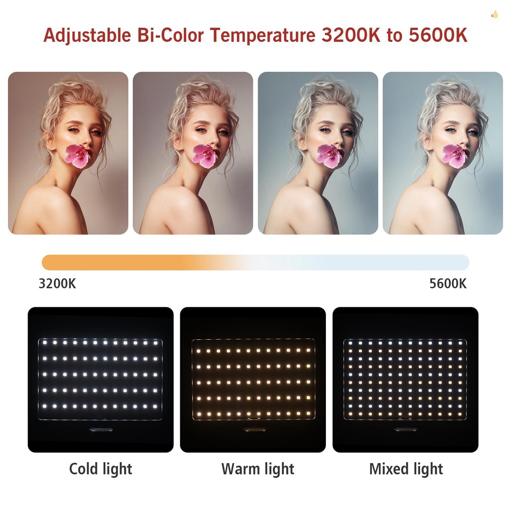 Bộ Đèn LED Andoer Để Bàn Chuyên Nghiệp + Giá Đỡ Ba Chân Điều Chỉnh Được + 120 Hạt Đèn Màu Nhiệt Độ 3200-5600K 14 Mức Độ Sáng