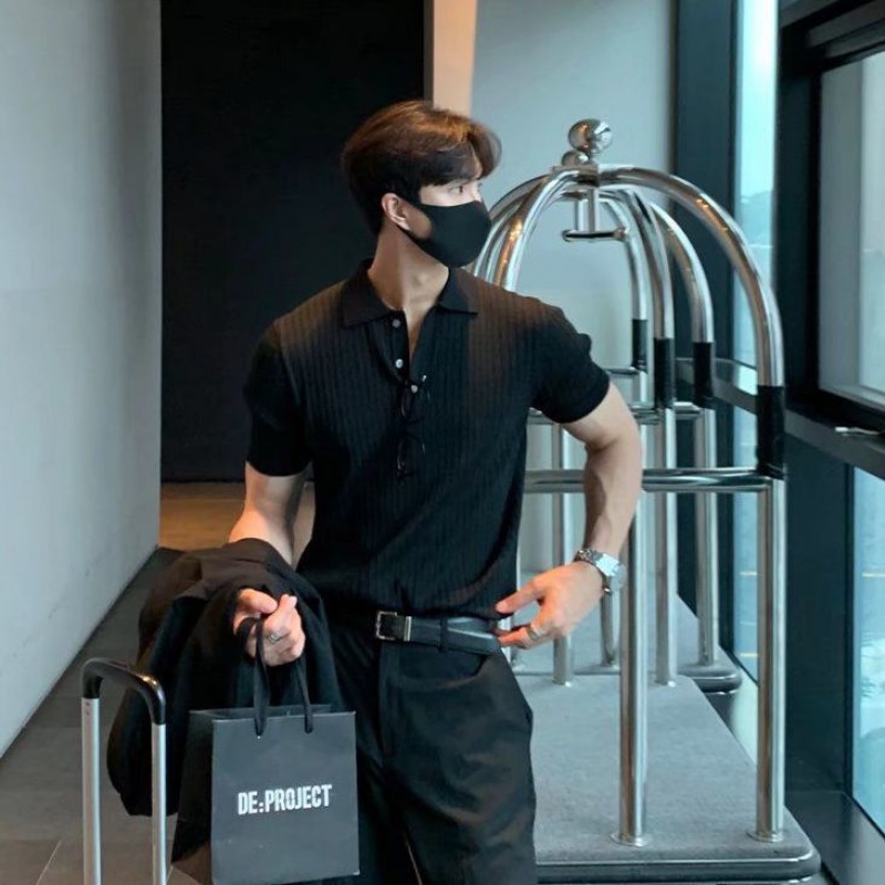 Áo Thun polo Dệt Kim Tay Ngắn Phong Cách Thời Trang Đường Phố Mùa Hè Mới 2023