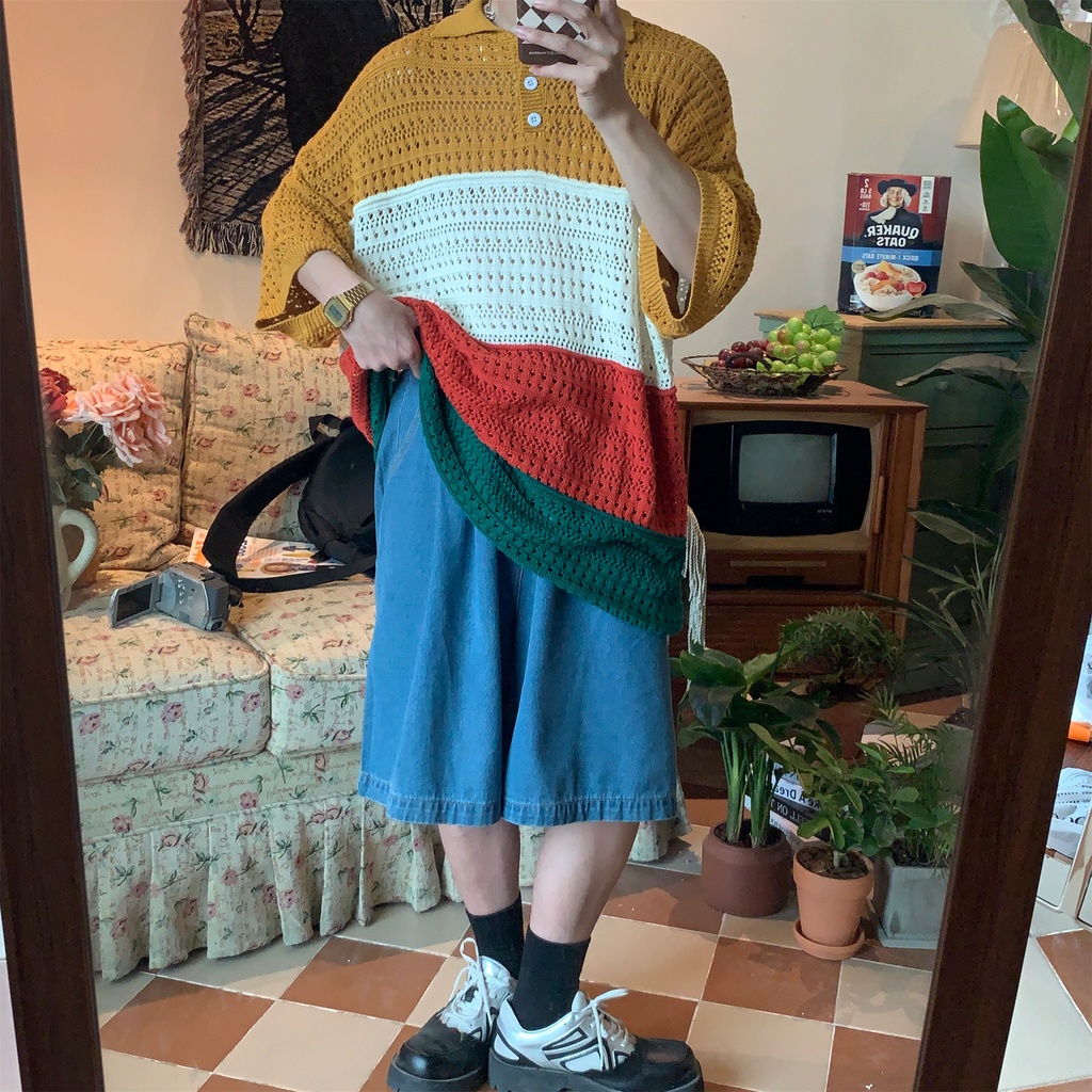 Áo Thun POLO Dệt Kim Ngắn Tay Họa Tiết Kẻ Sọc Nhiều Màu Sắc Thời Trang Cho Nam