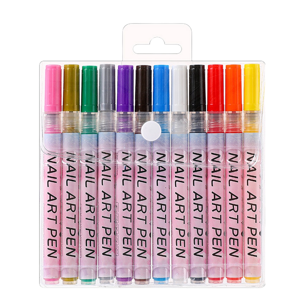 Set 12 Bút Vẽ Móng Tay Nhanh Khô Không Mùi Màu Sắc Tươi Tắn Cho Nữ