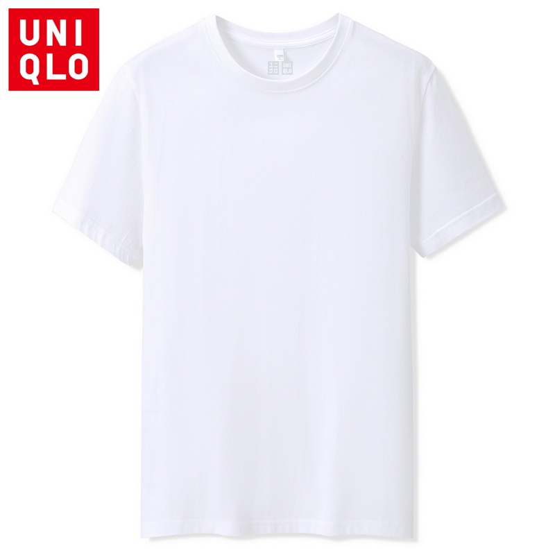 Uniqlo Áo Thun 100% cotton Tay Ngắn Cổ Tròn Màu Trơn Thoáng Khí 8 Màu Tùy Chọn
