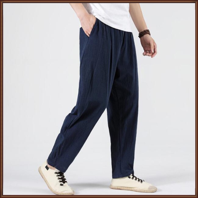 Quần Dài Vải Lanh Dáng Suông Rộng Thoáng Khí Thời Trang Mùa Hè Cho Nam Giới Có Size Lớn