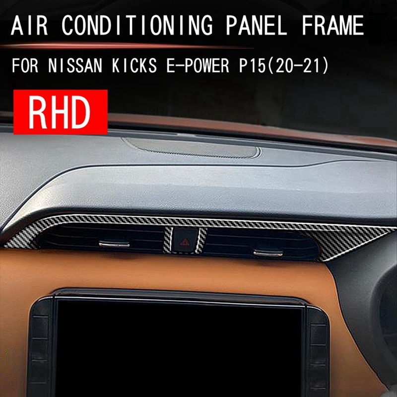 1 Khung Ốp Bảng Điều Khiển Lỗ Thông Gió Xe Hơi Bằng Sợi Carbon Cho Nissan KISKS Epower 2021-2023