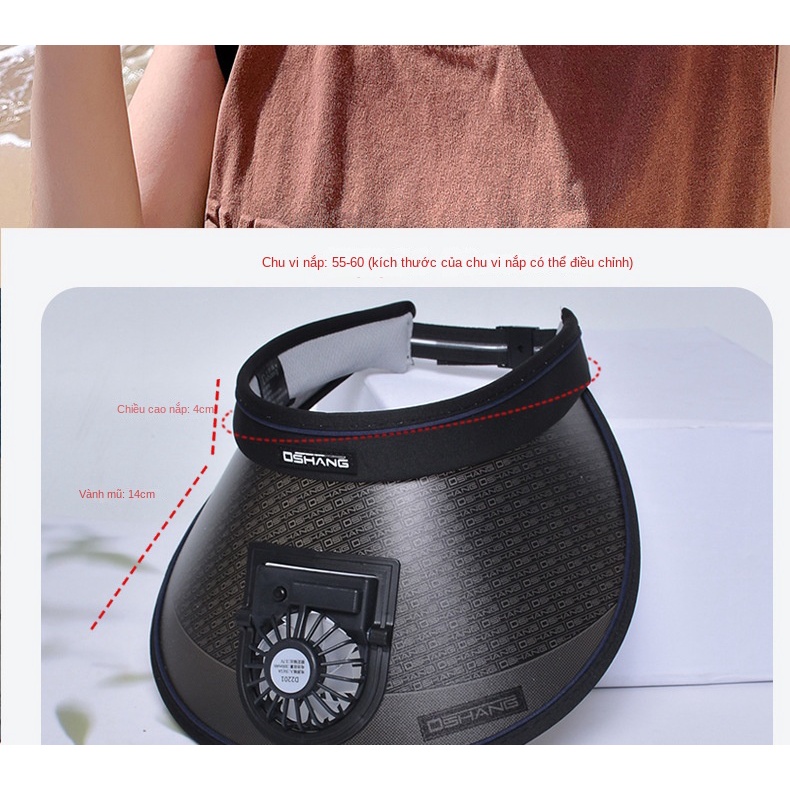 Mũ Rộng Vành Chống Nắng Thiết Kế Mới Có Quạt Sạc USB Cao Cấp Thời Trang Mùa Hè Cho Nữ