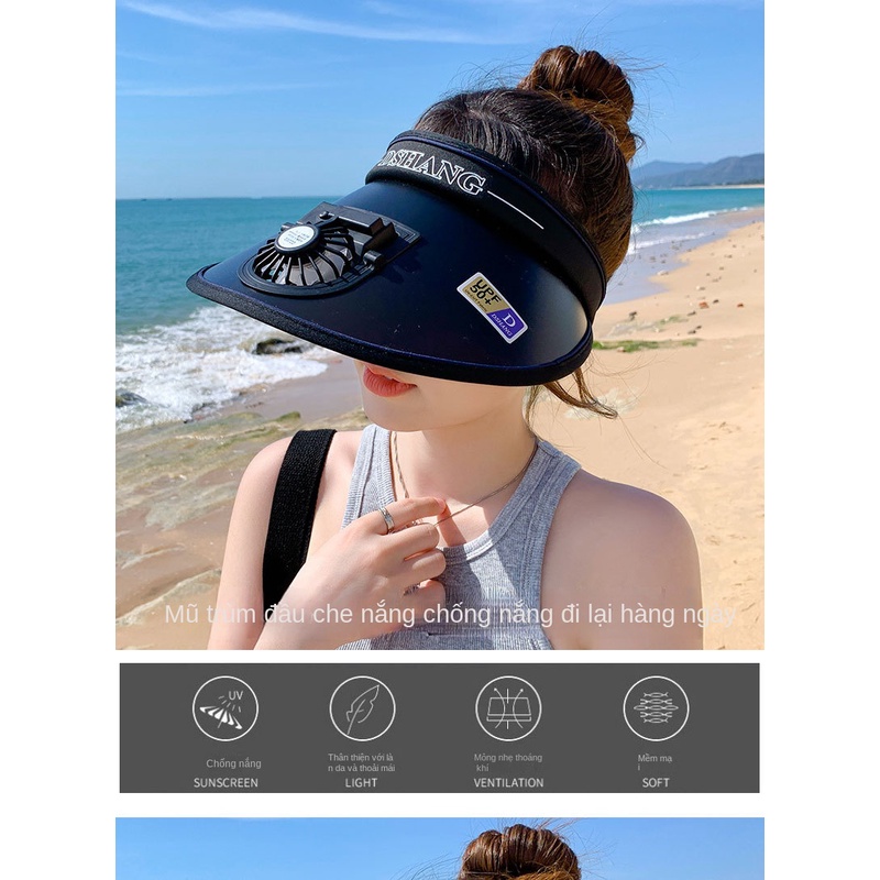 Mũ Chống Nắng Kèm Quạt Có Thể Sạc Lại Thời Trang Mùa Hè Dành Cho Nam Và Nữ