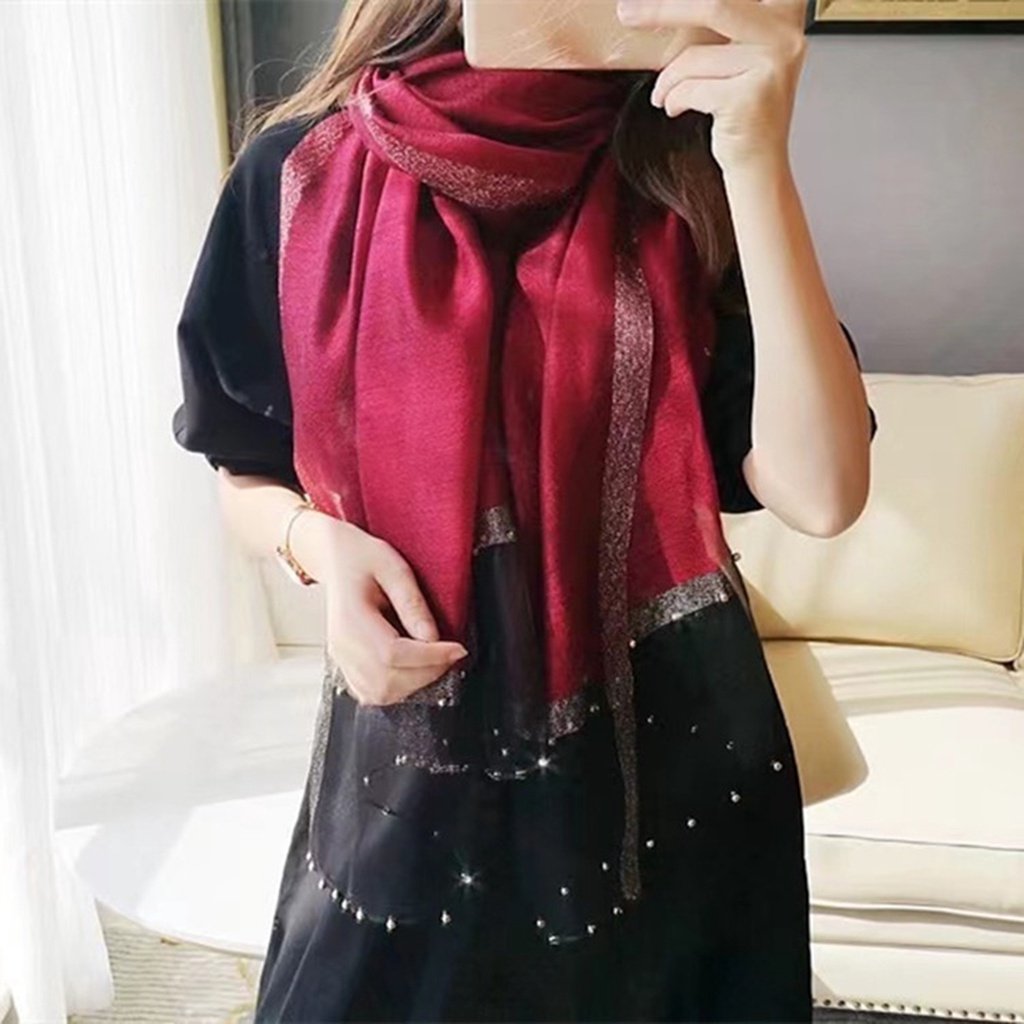 Khăn Choàng Cổ Lụa Mỏng Xuyên Thấu Màu Sắc Tương Phản Khô Nhanh Dùng Khi Đi Tiệc