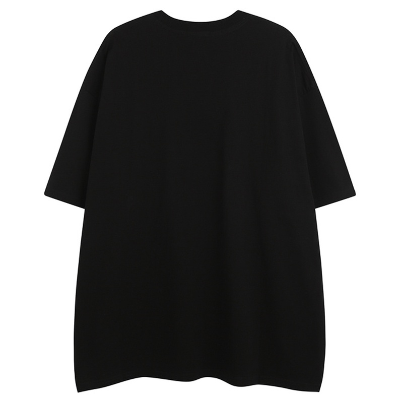 Áo Thun Denim Tay Ngắn Dáng Rộng Thêu Hình Ngôi Sao Phong Cách Harajuku Hàn Quốc Thời Trang Mùa Hè Cho Nam Và Nữ